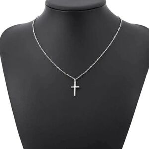 Small Cross Pendant Necklace Silver